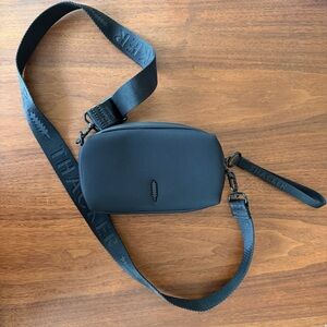 Thacker Black Crossbody Belt Bag with Branded Strap
